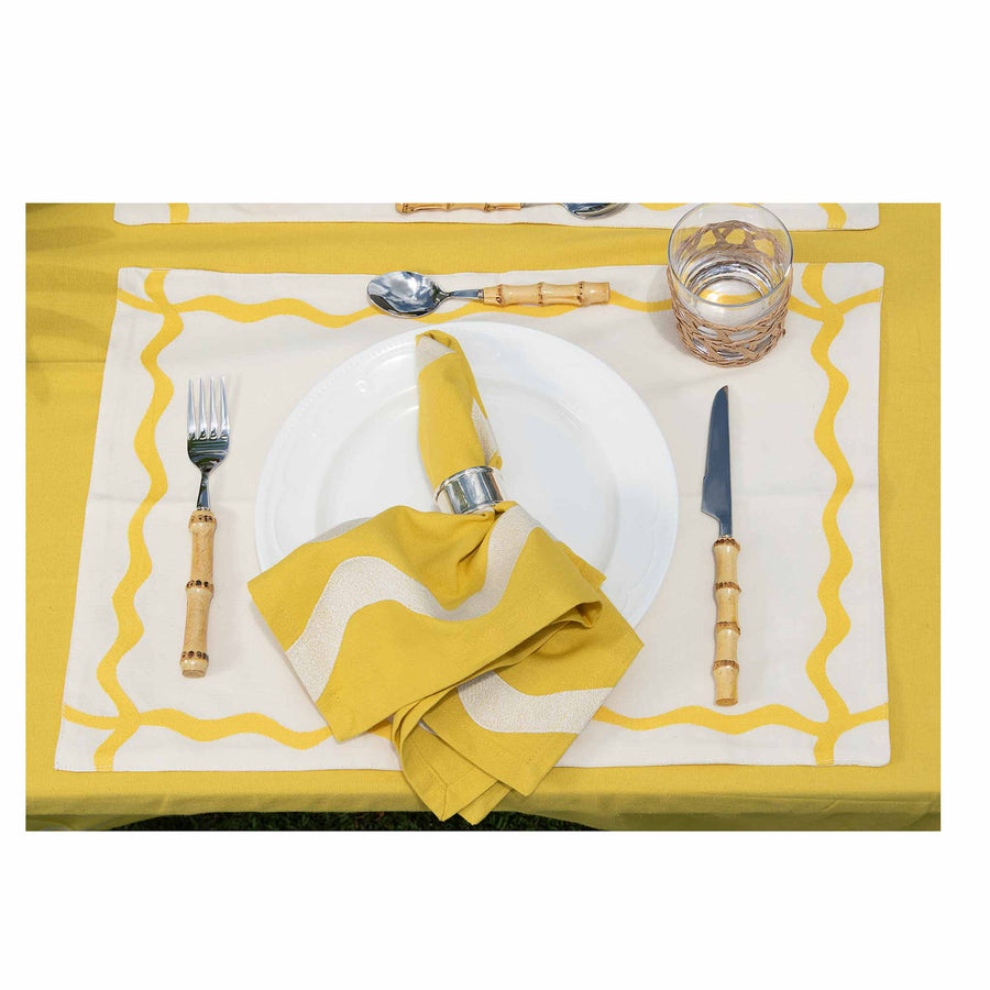 Amanecer Wave Yellow Napkin (Set of 4) - Isla Capricho Homeware