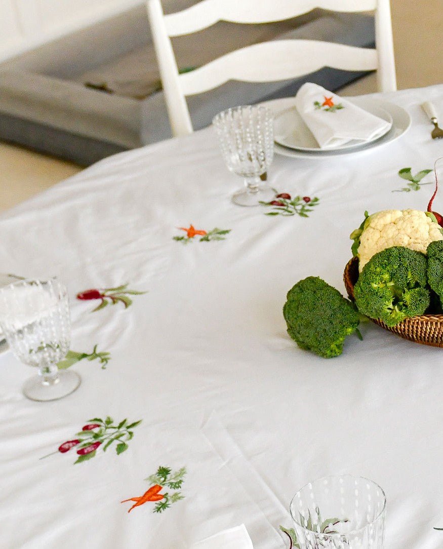 Veggies Embroidered Cotton Tablecloth - Isla Capricho Homeware