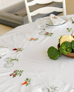 Veggies Embroidered Cotton Tablecloth - Isla Capricho Homeware